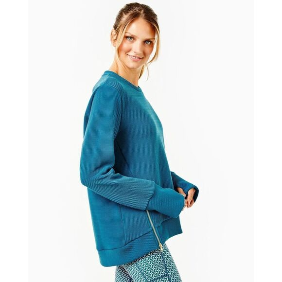 NWT Addison Bay Everyday Ribbed Crewneck In Blue Crush Size XS $168 MSRP - Picture 3 of 10